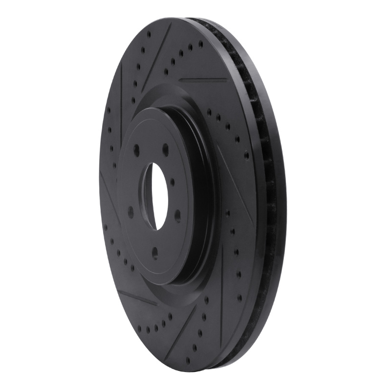 Infiniti QX70 Brake Rotor (1) - Front Left - R1 Concepts - Drilled & Slotted - Black - `08-`25